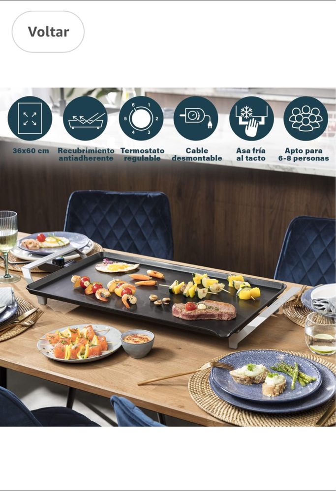 Placa ce grelha para mesa