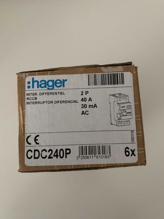 Differential Switch 2P 40A 30mA Type AC 2M | HAGER-CDC240P64297748246529123