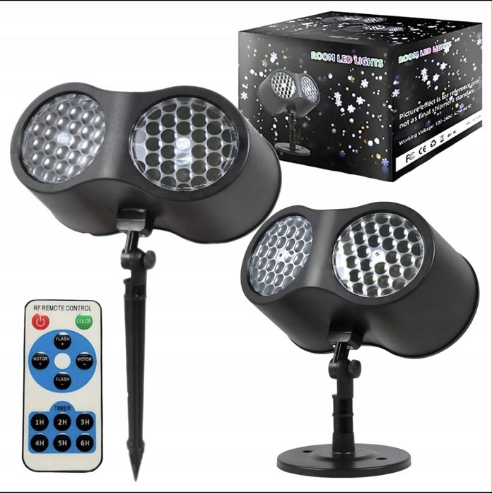 Projektor Laserowy LED Świąteczny Zewnętrzny IP65 Śnieg Pilot Timer7,2