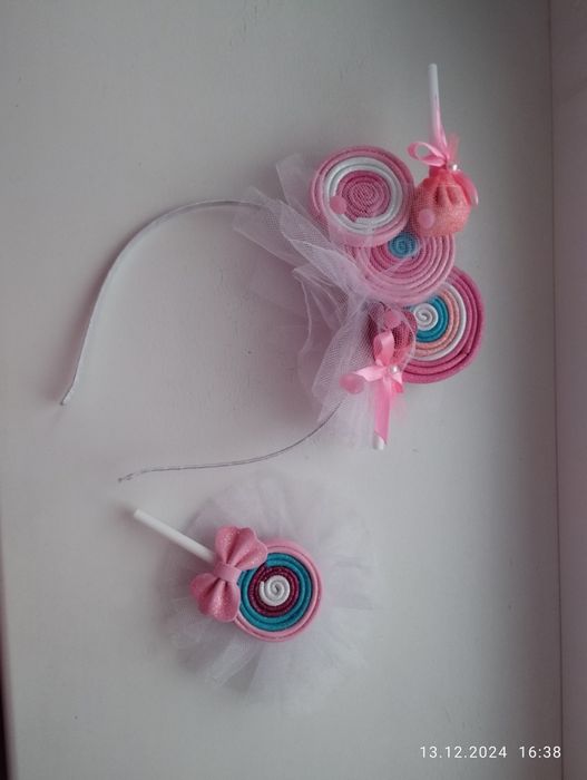 Обруч цукерочки  ,та брошка цукерок