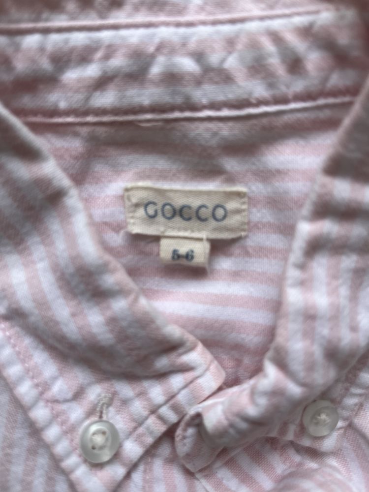 Camisa ás riscas, branca e rosa