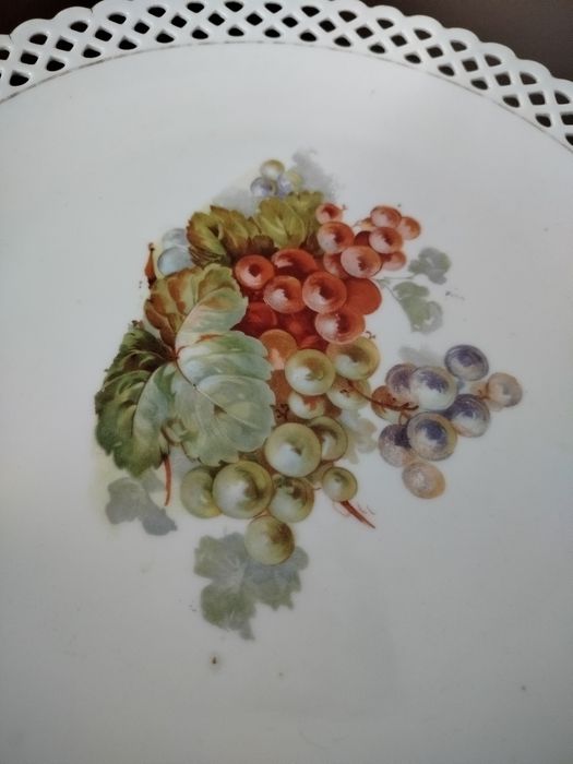Talerz patera ażurowa z owocami porcelana przedwojenna Schumann