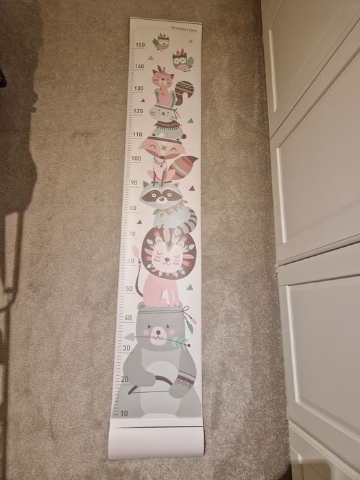Miarka wzrostu ze zwierzętami, naklejka na ścianę