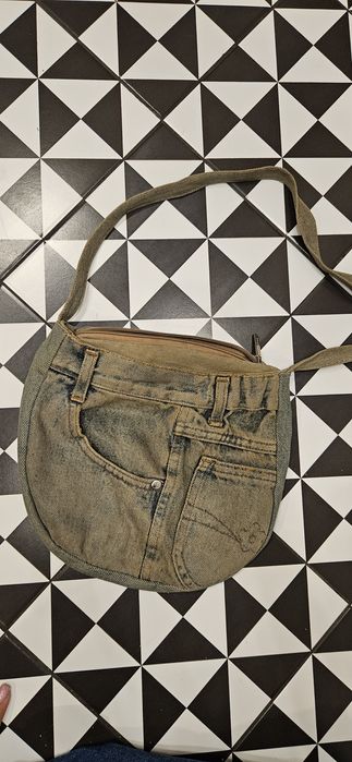 Włoska vintage torebka jeansowa, efekt starego jeansu