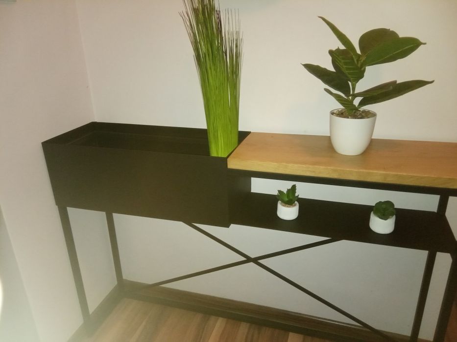 Kwietnik konsola loft dębowa