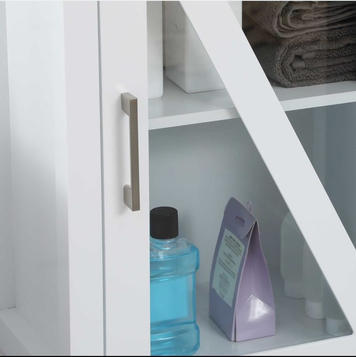 Kleankin Armário Coluna Casa de Banho C/ 2 Portas de Vidro - Como NOVO