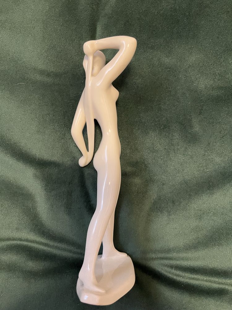 Figurka Drasche vintage akt naga kobieta z ręcznikem sygnowana porcela