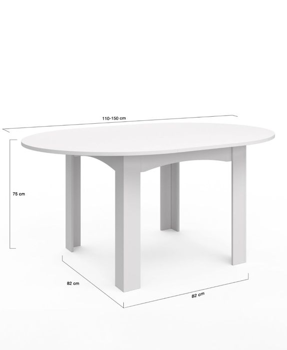 Mesa Redonda Branca Extensível 1.10/1.50