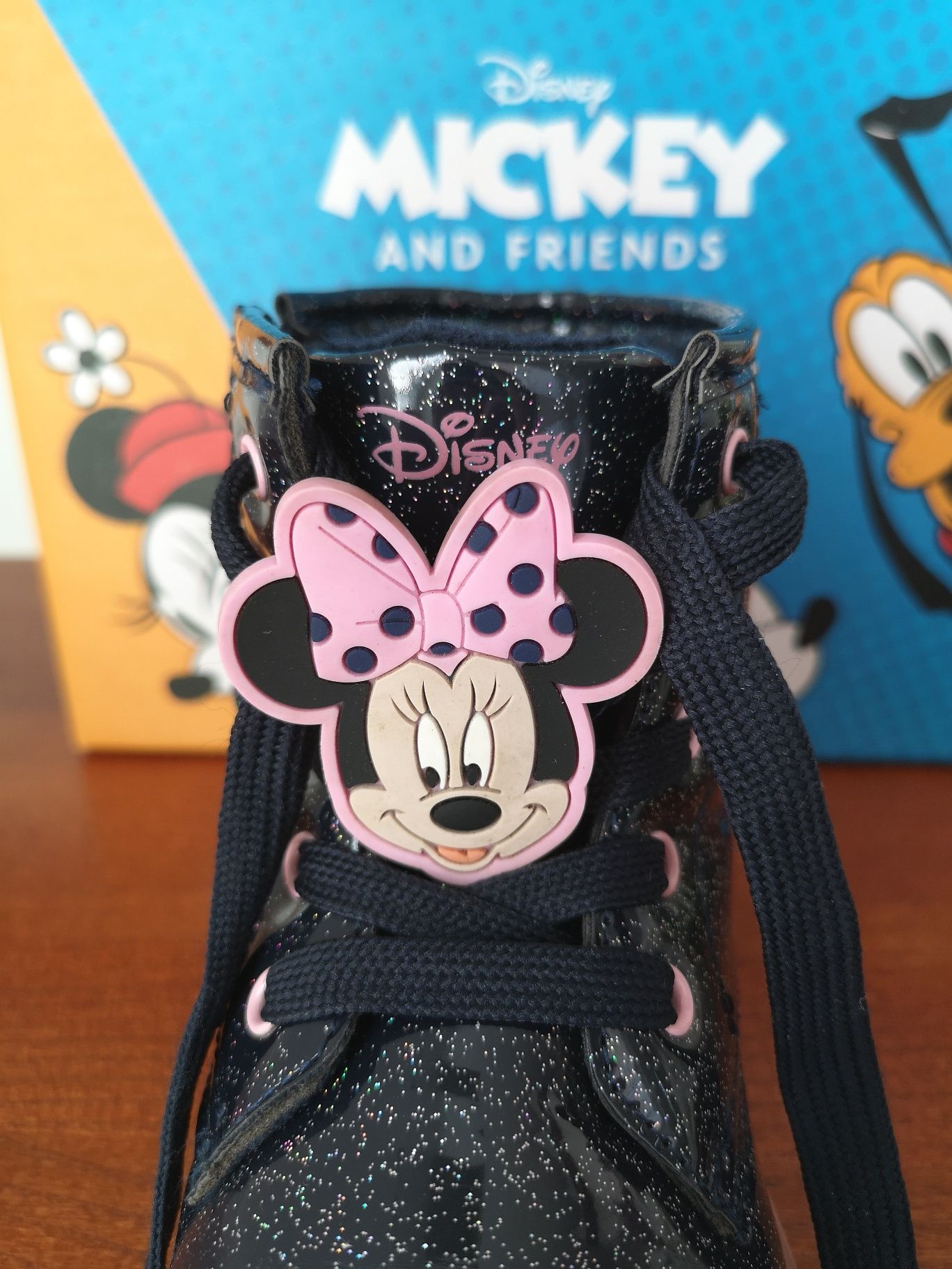 Botki ocieplane dziewczęce Myszka Minnie z brokatem r.28