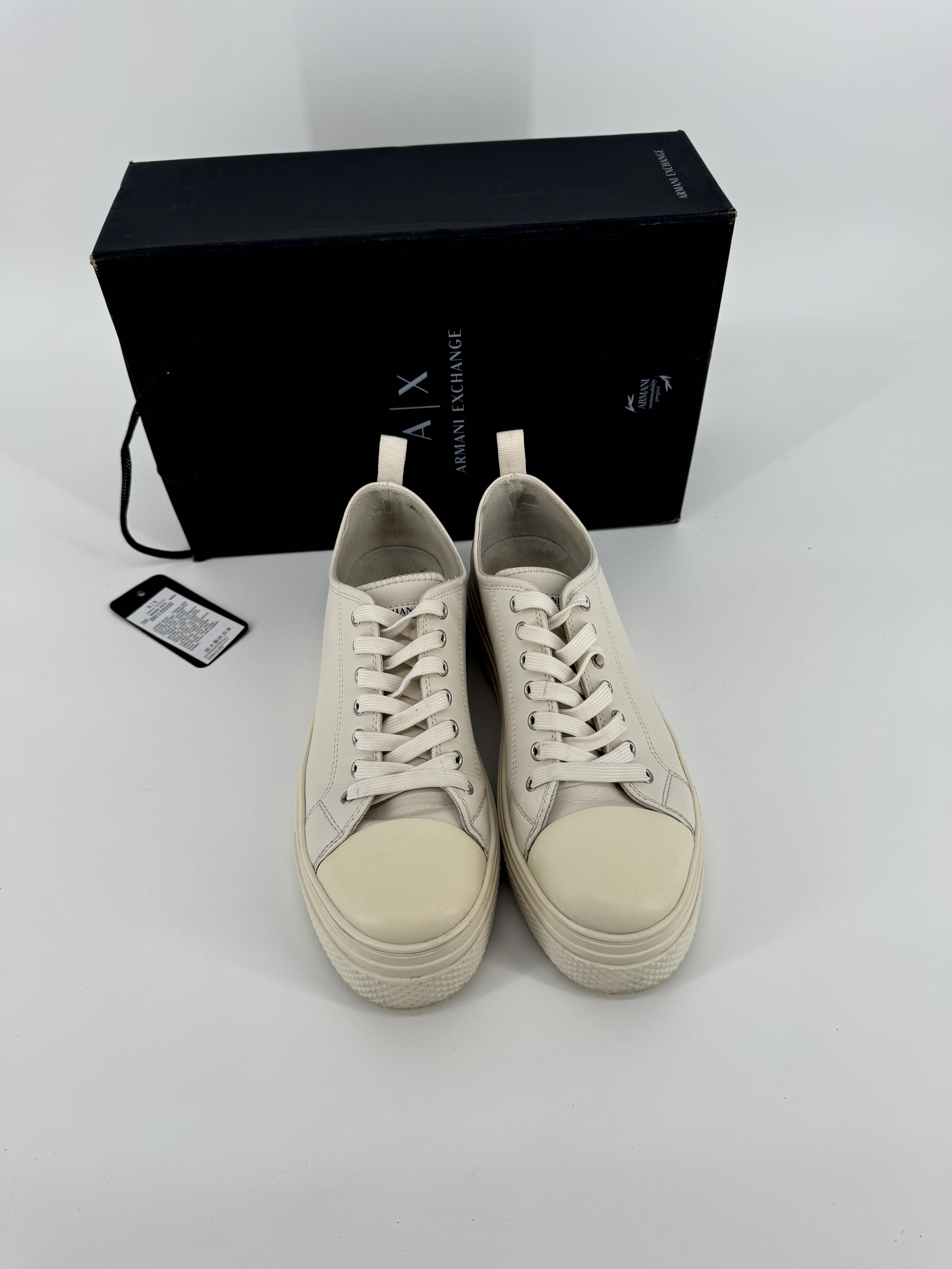 Armani exchange sneakersy na platformie kremowe białe 39 sportowe buty