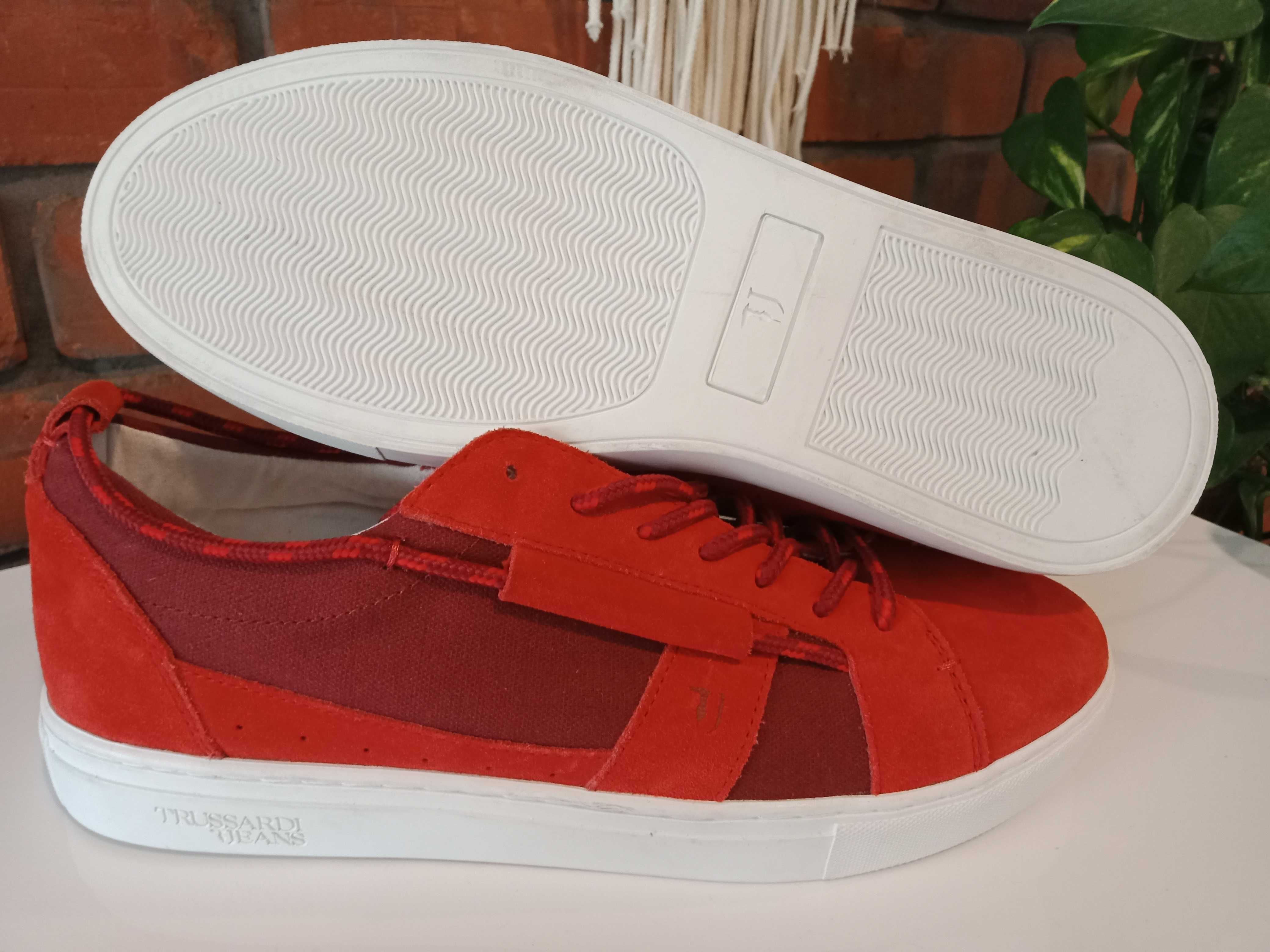 TRUSSARDI JEANS NOWE suede red zamsz rozm. 43 (27 cm)