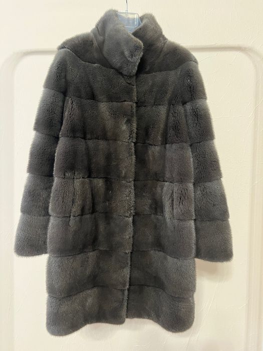 Шуба норкова темно сіра
