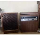 Gira discos vintage Onkyo Stereo leitor de vinil e rádio e 4 colunas