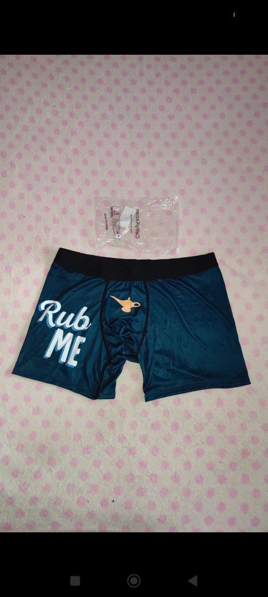 Boxer homem engraçado novo XL - "rub me" esfrega-me