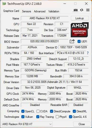 Продам відеоадаптер ASRock Radeon RX 6700 XT CLP 12GB OC
