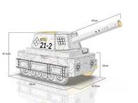 Kartonowy czołg do złożenia kolorowania zabawy Duży tekturowy czołg 3D