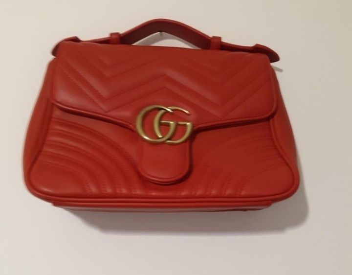 Сумка gucci bag gg marmont leather red gold metal