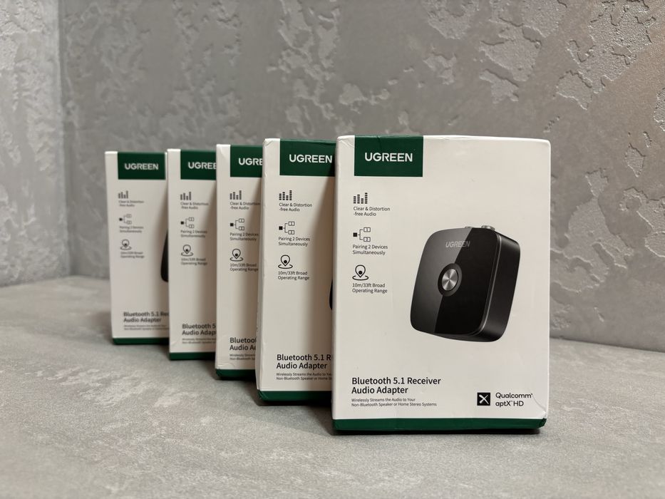 Bluetooth адаптер Ugreen  3.5 mm AUX і 2RCA з підтримкою aptX HD