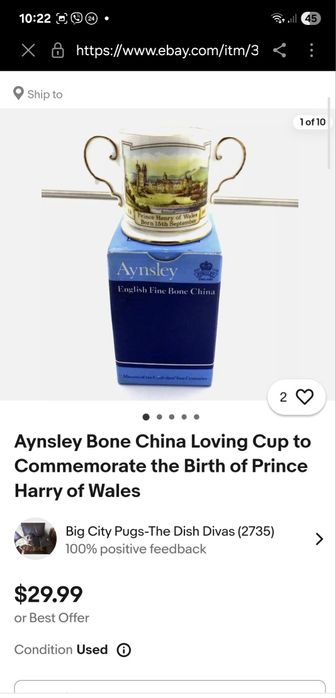 Колекційна чашечка кружка Англія до народження принца Генрі 1984 р. Ді