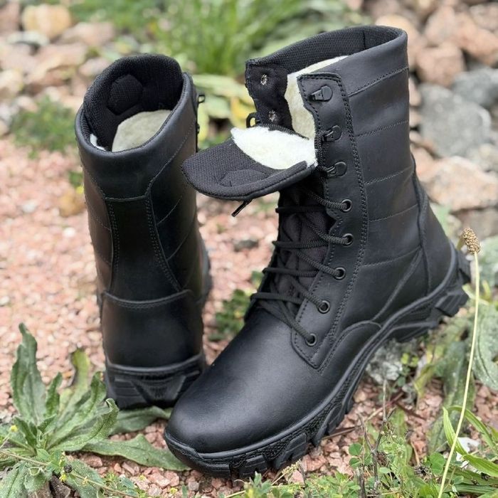 Берці зимові чоловічі шкіряні на хутрі EVO Spartan 36-46р Койот Чорні