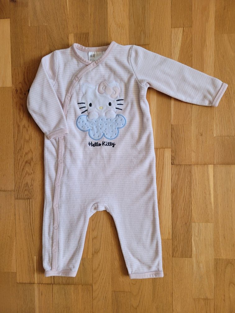 Welurowy pajacyk piżamka H&M Hello Kitty 74 JAK NOWY