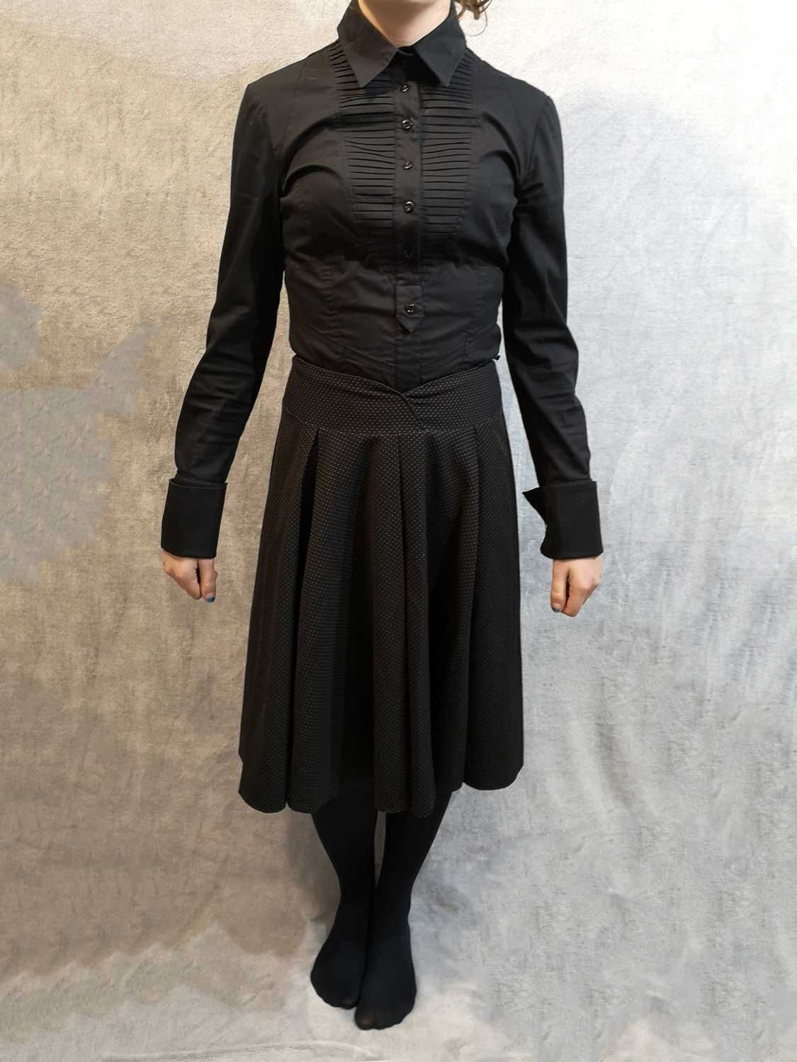 Spódnica czarna w groszki kropki midi za kolano goth gothic L 40