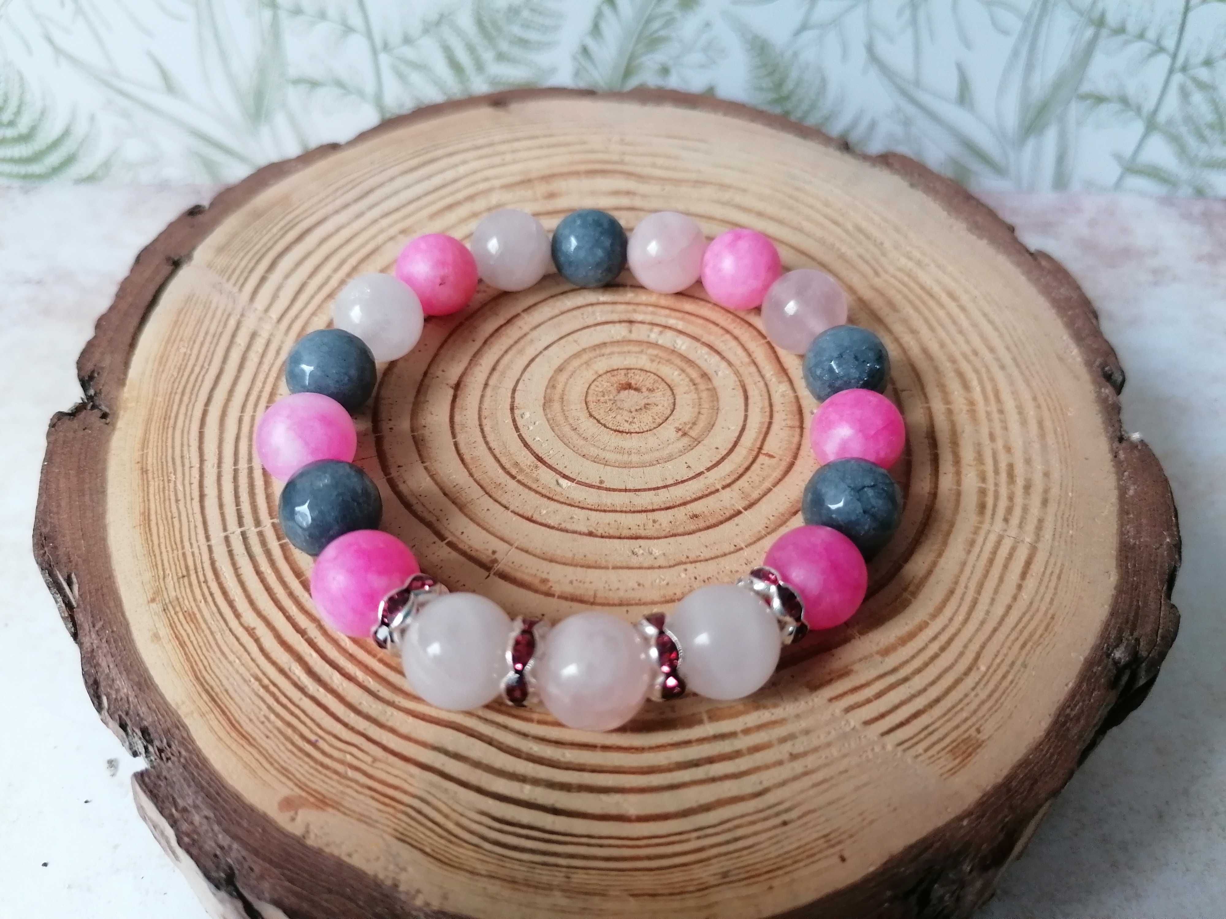 Handmade Bransoletka kamienie naturalne JADEIT_KWARC