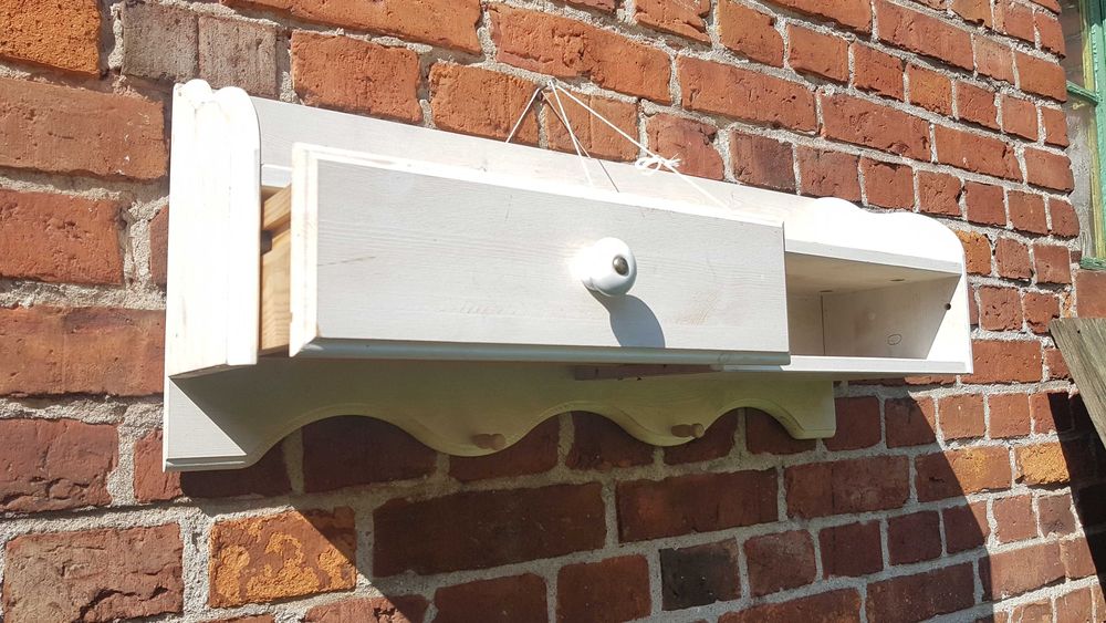 półka drewniana bielona duńska z szufladką