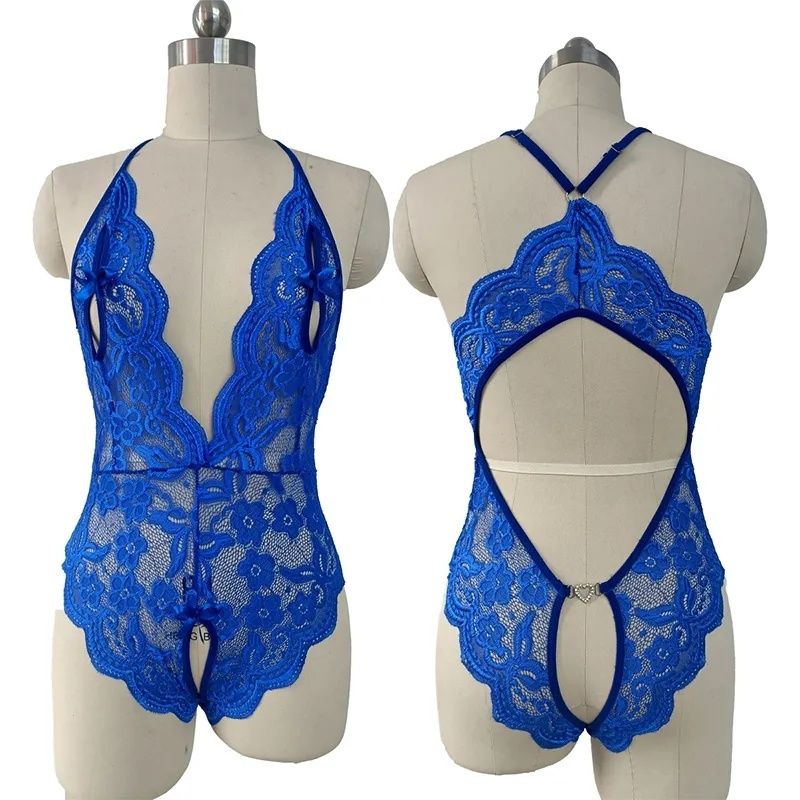 Body azul renda azul