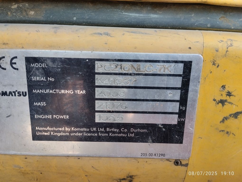 Komatsu PC210-7k NLC 2,5metros largura com tesoura Vicort de engate