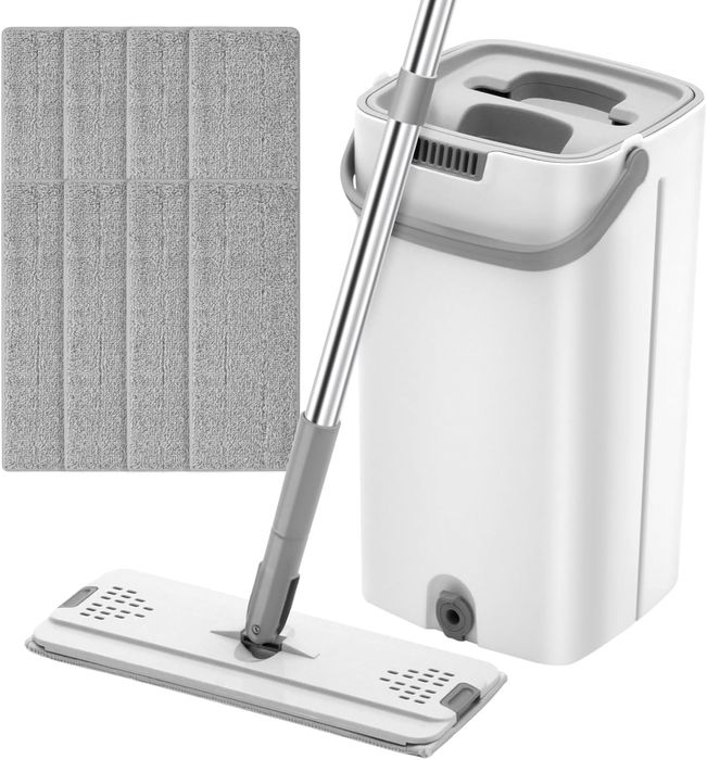 AWAOVV mop płaski z wiadrem + 8 nakładek z mikrofibry