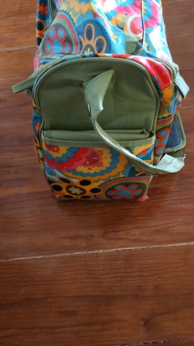 Saco Fraldas Verde Rosa Flores