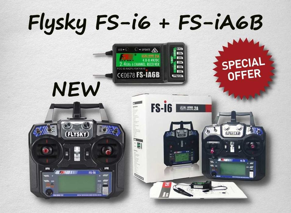 NEW Комплект аппаратуры радиоуправления Flysky FS-i6 + FS-iA6B