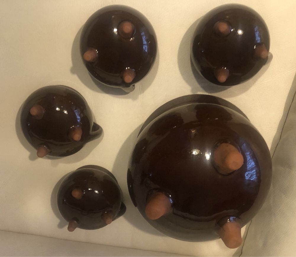 Gliniane naczynia do grzańca PRL