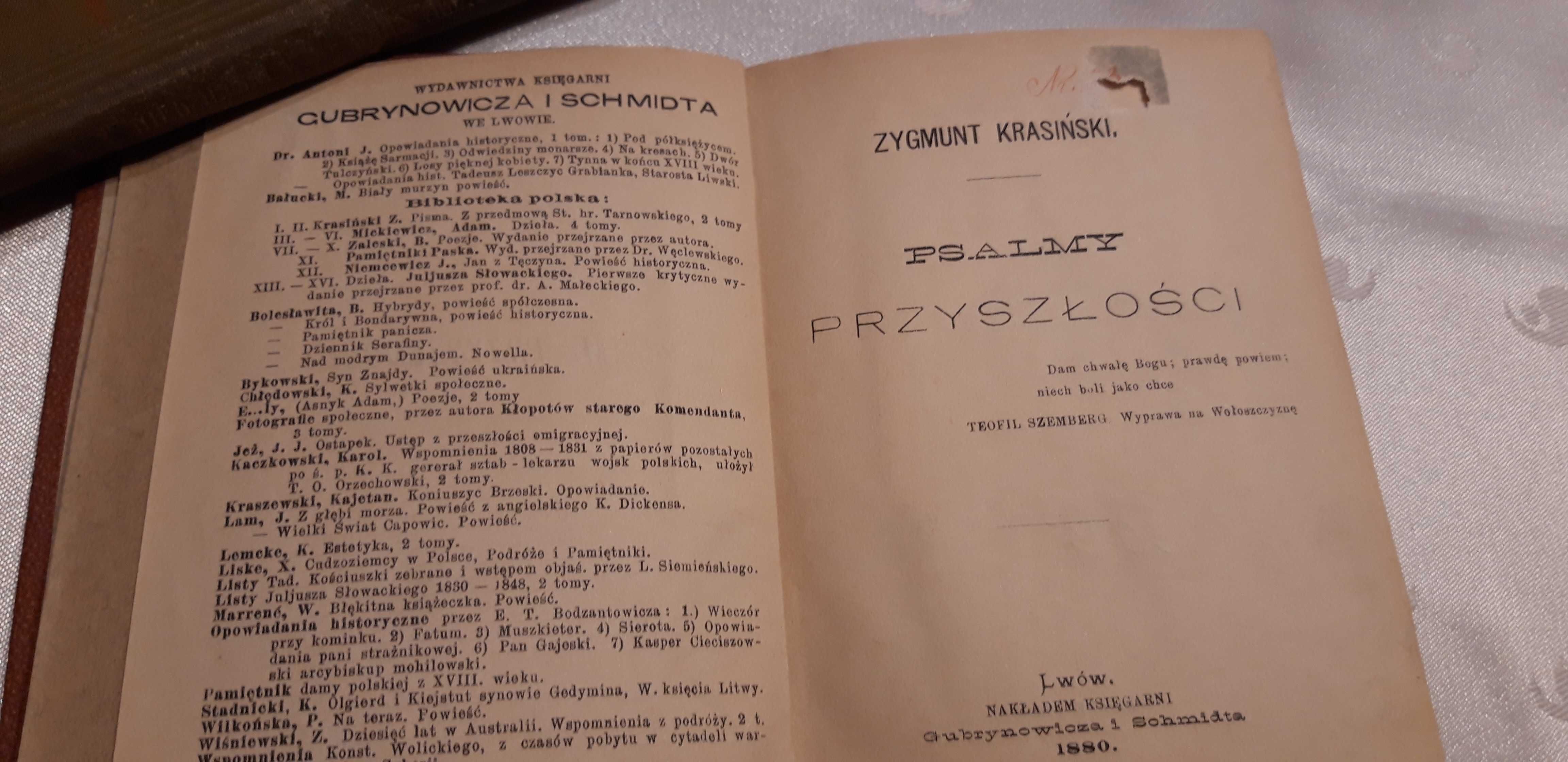 PSALMY Przyszłości-Z.Krasiński-Lwów1880,opr.sygn.,wyd.bibliofilskie