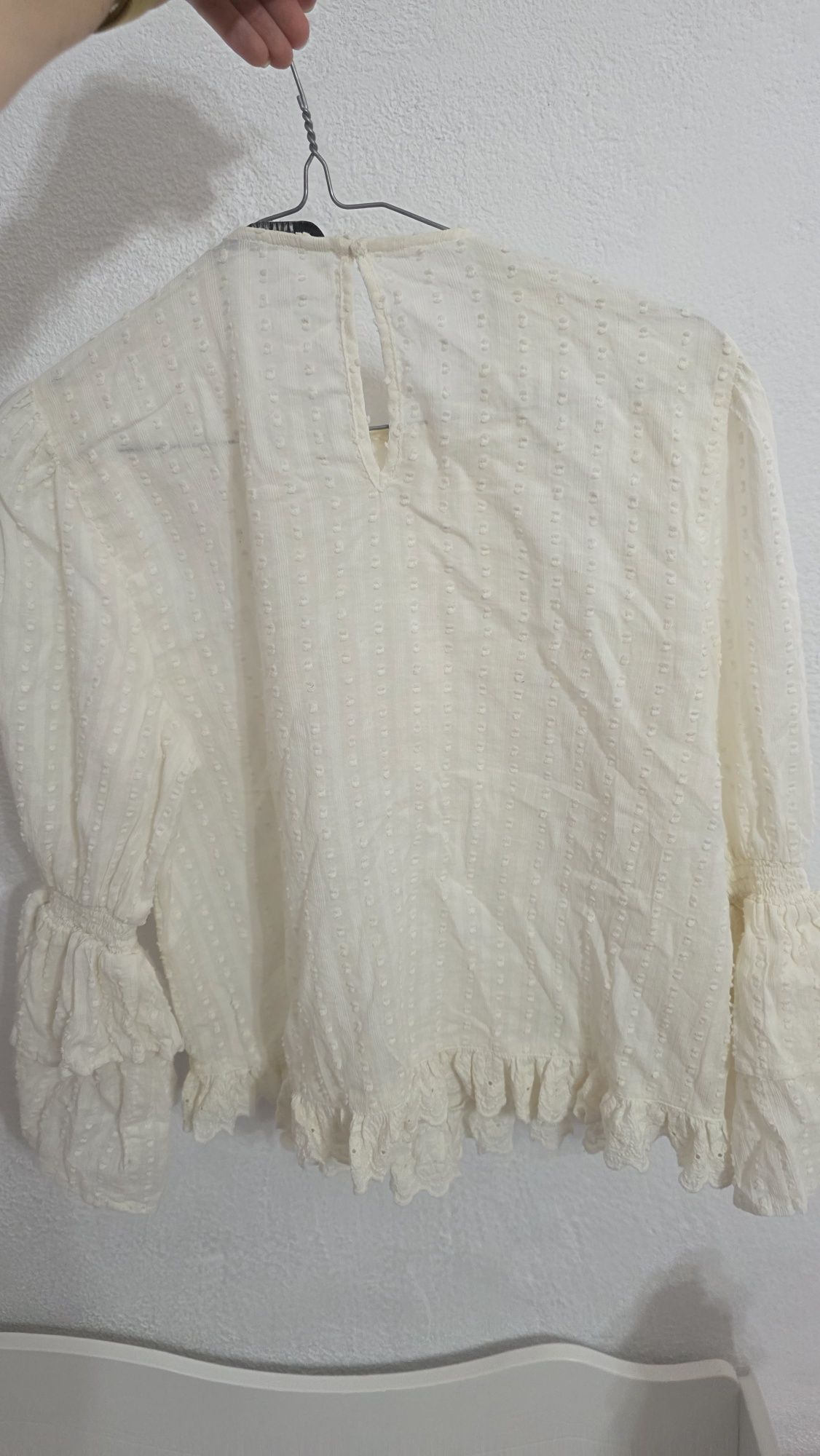 Biała koszula Zara kremowa koszula Boho vintage falbanki