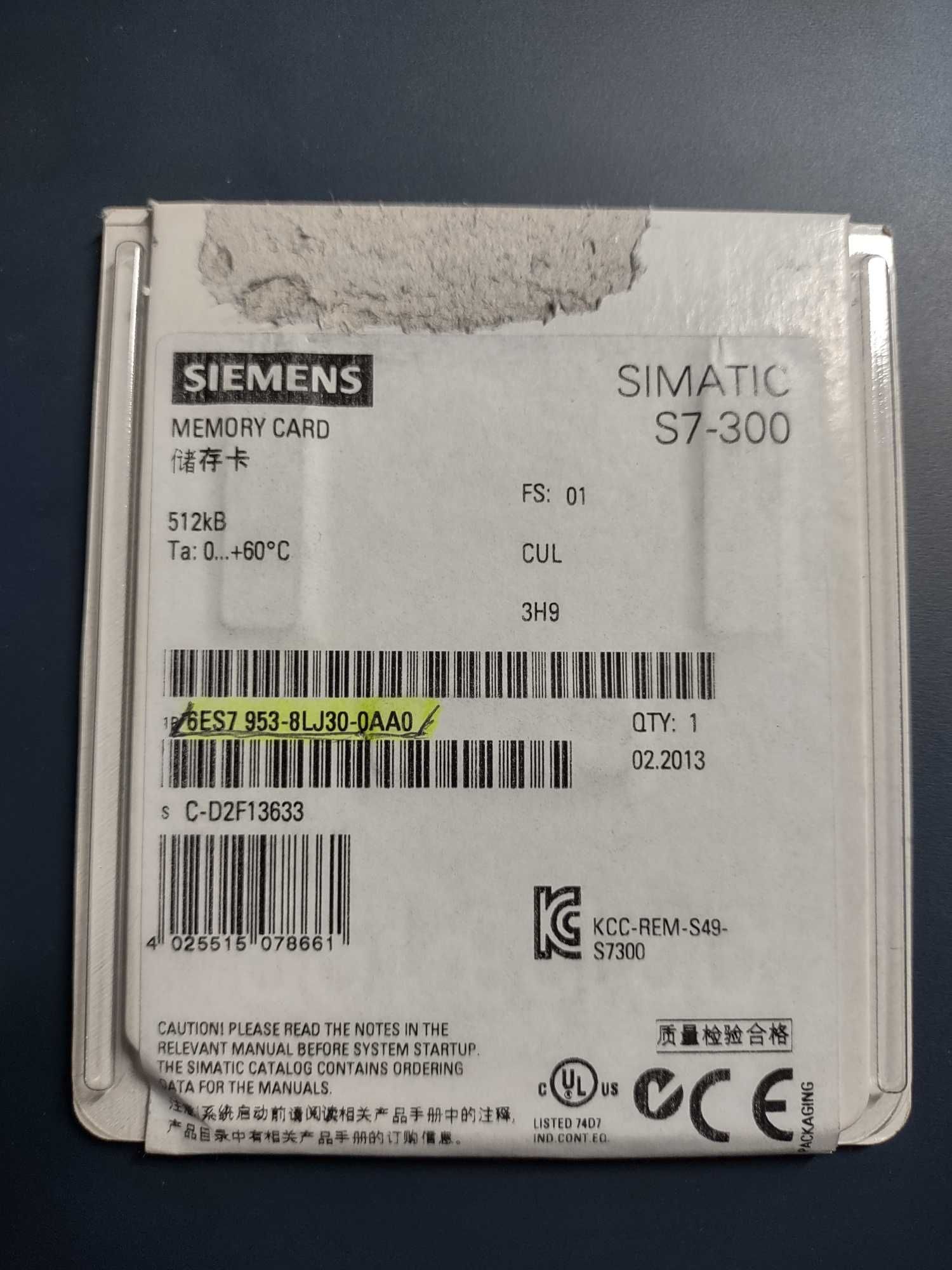 Simatic S7-300 memory card 512kB (karta flash 6ES7 953-8LJ30-0AA0)