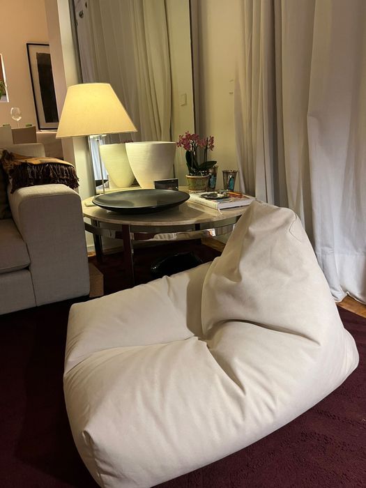 Puff / Pufe Beige em Algodão