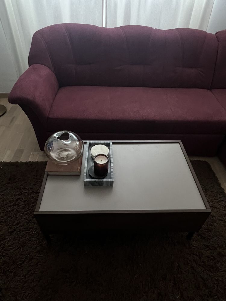 Duża kanapa sofa wypoczynek 5-os bordowa funkcja spania