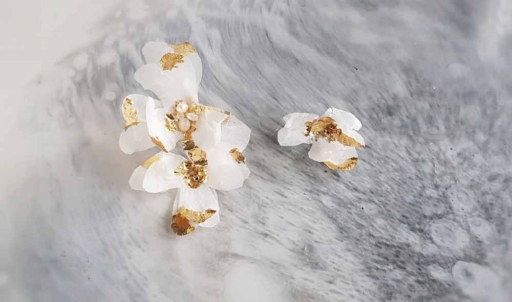 Kolczyki jedwabne asymetryczne ślubne okazjonalnie sesja