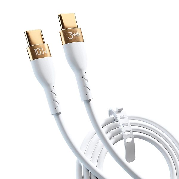 Kabel 3mk Hyper Silicone Cable USB-C / USB-C 100W 2m - biały