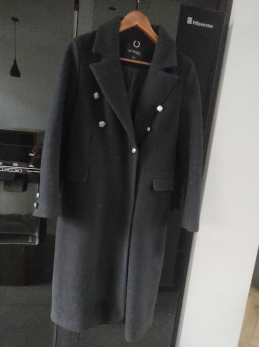Top Secret Woman elegancki prosty płaszcz  srebrne guziki