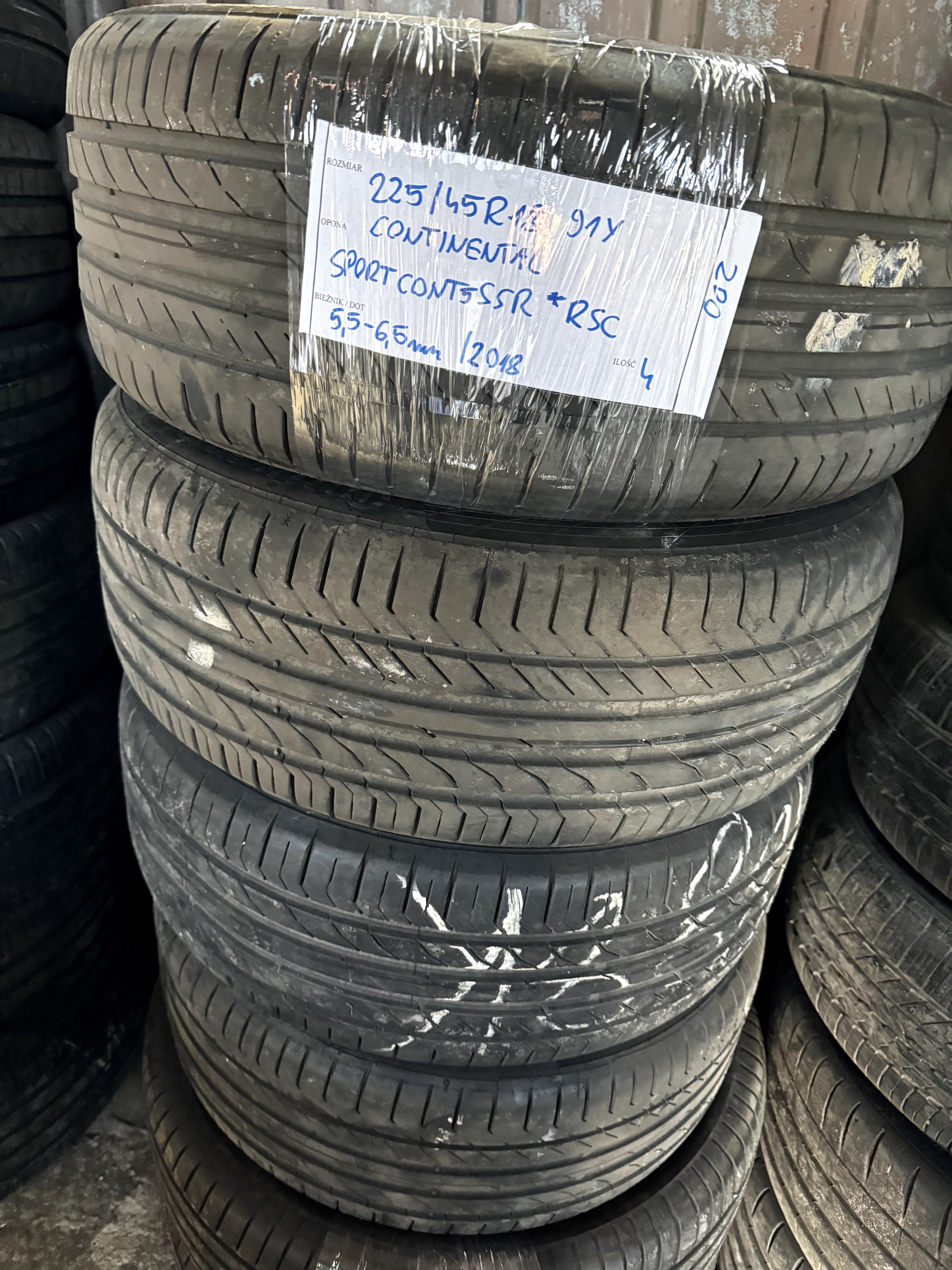 4x 225/45R18 Continental SportContact5 SSR RFT / 5,5 - 6,5mm