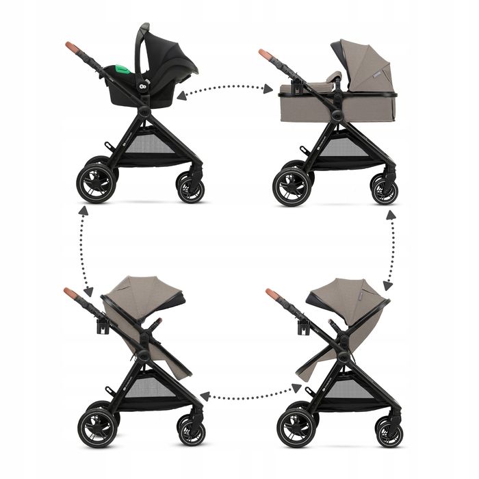 kinderkraft esme wózek wielofunkcyjny 3w1 z fotelikiem mink pro beige