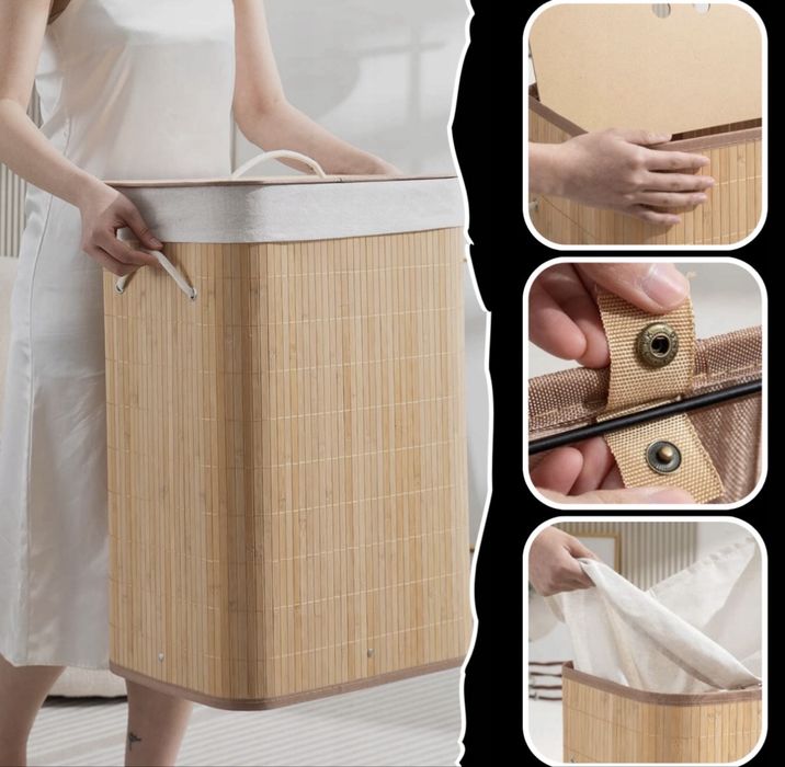 Kosz na pranie SONGMICS LCB10Y bambusowy skladany nowy