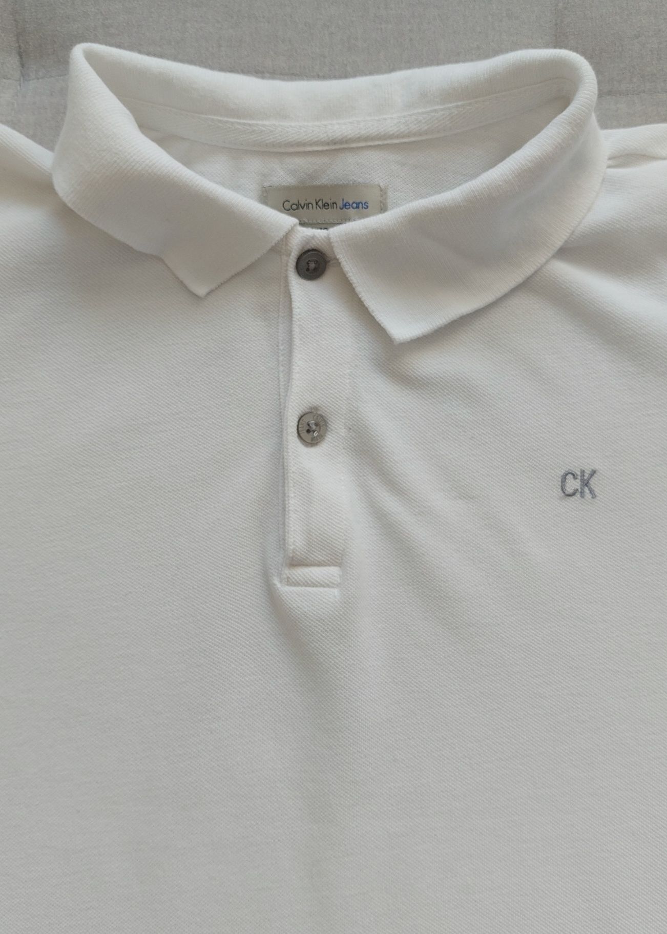 Nowa Biała Koszulka Polo - Calvin Klein Jeans - rozmiar L