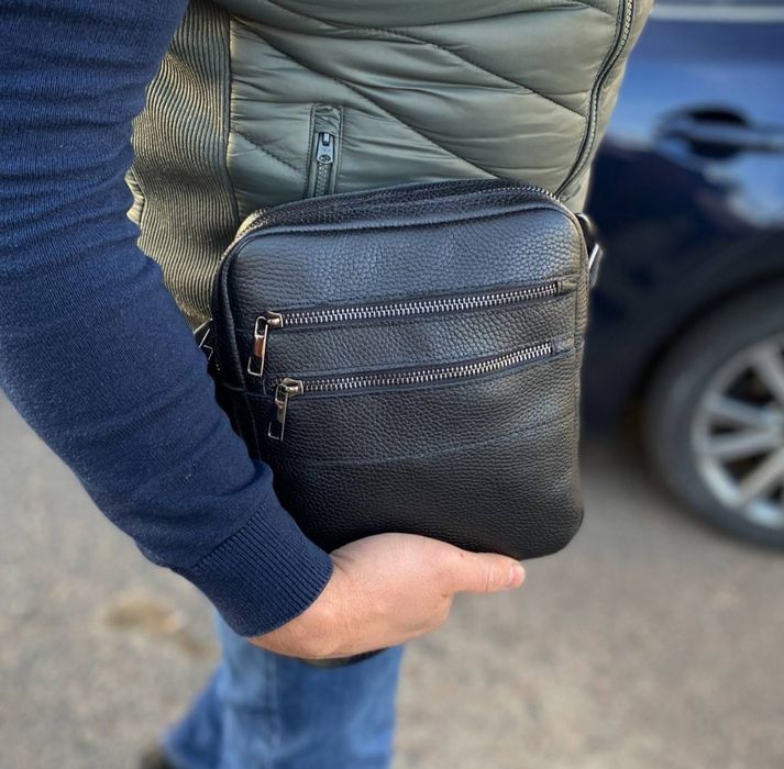 Качественная мужская сумка через плечо, барсетка из натуральной кожи.