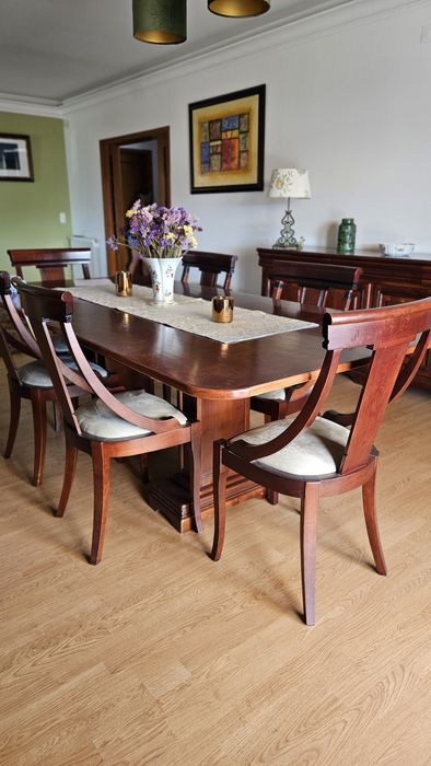 Mesa de sala de Jantar em Cerejeira - 220x110x80 + 6 Cadeiras