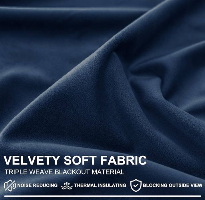 2 Zasłony Aksamitne 140x245cm. Zaciemniające Termiczne Na Przelotkach