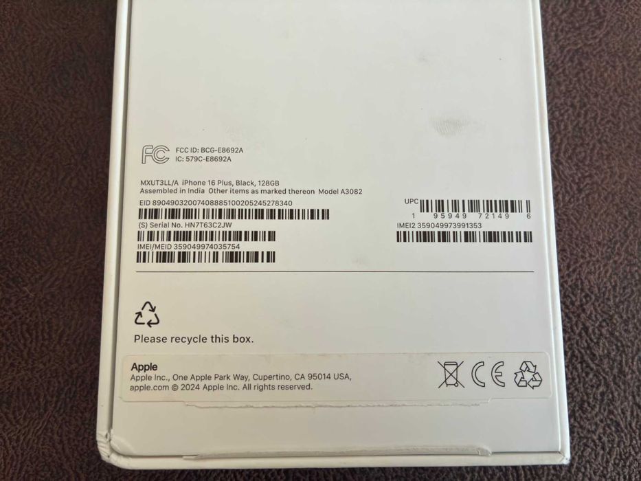 Apple iPhone 16 Plus 128GB Black